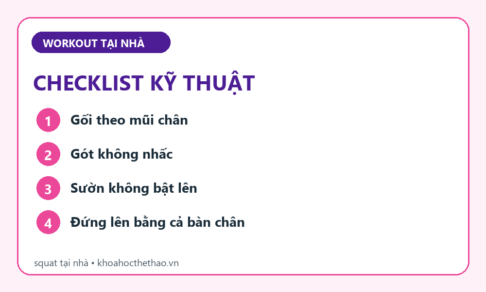 Checklist kỹ thuật Bodyweight squat