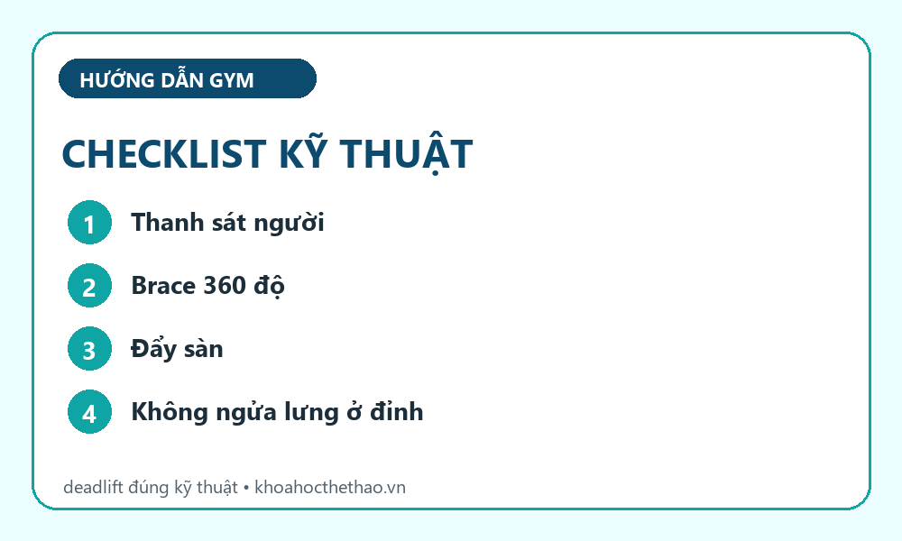Checklist kỹ thuật Conventional deadlift