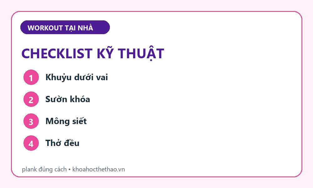 Checklist kỹ thuật Front plank