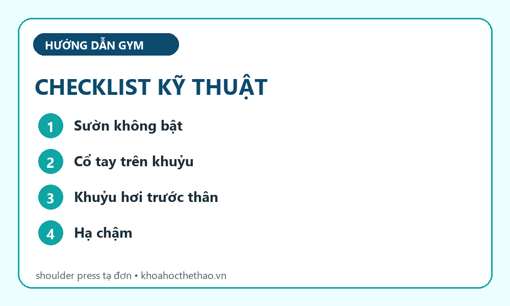 Checklist kỹ thuật Dumbbell shoulder press