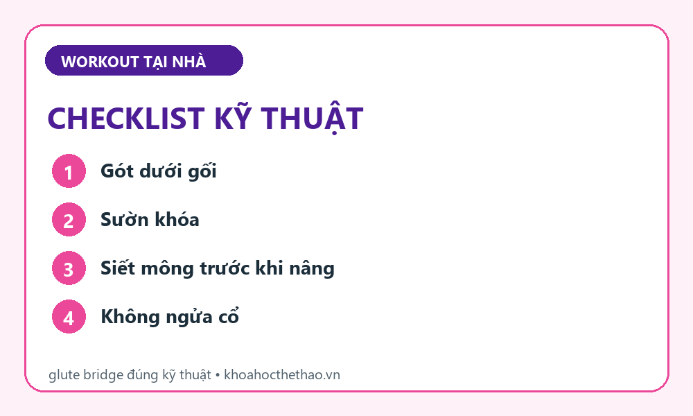 Checklist kỹ thuật Glute bridge